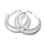 Aurora Borealis Rhinestone Double Ring Small Hoop Earrings Fashion Jewelry
