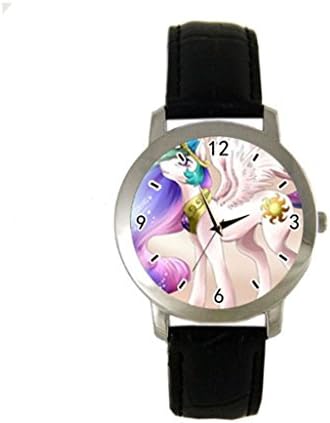 My Little Pony Beautiful Princess Celestia Custom Diy Personalized Photo Analog Watch with Black Leather