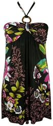 Flower Print Rutched Halter Bra Top Beach Summer Dress L
