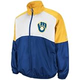 MLB Men's Milwaukee Brewers Sports Night Lightweight Full Zip Jacket (Deep Royal/Yellow Gold/White, XX-Large)