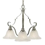 IMAGE OF Murray Feiss F2036/3BS Vista Three-Light Chandelier in Brushed Steel and White Alabaster Glass