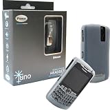 Combo of Black Pama Juno Bluetooth Headset and White Silicone Skin Cover Case for Blackberry Curve 8330 8300 8320 8310