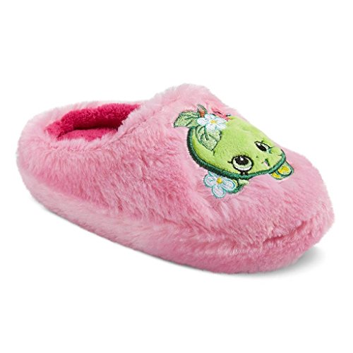 Shopkins Girls Plush House Slipper (2-3 M US Little Kid, Light Pink-Green Apple)
