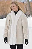 Womens Simone Sheared Beaver Fur Coat with Fox Fur Trim