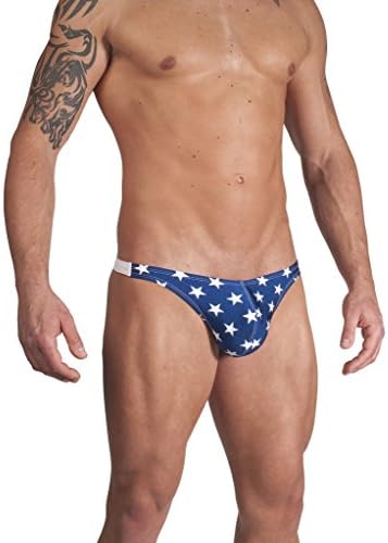 Vuthy Sim Brand Men's American Flag Swim Thong with Front Stars & Rear Stripes
