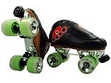 Vanilla Brass Knuckle 2.0 Black Boots with Sure Grip XK4 Plates with DA45 Trucks Atom Poison Alloy Slim Wheels Bones Swiss Bearings and Adjustable Toe Stops Roller Derby Mens Boys Ladies Womens Girls Kids Speed Skates