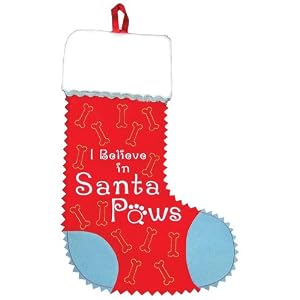 i believe in santa paws dog stocking