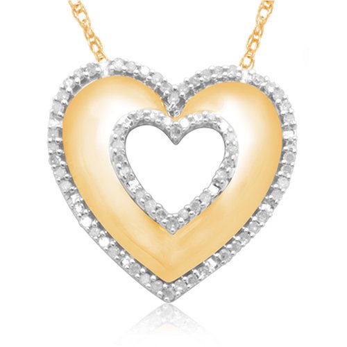 10k Yellow Gold Diamond Heart Shaped Pendant