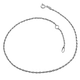 Sterling Silver 1.6-mm Diamond-cut Adjustable Rope Anklet (9-10 Inch)
