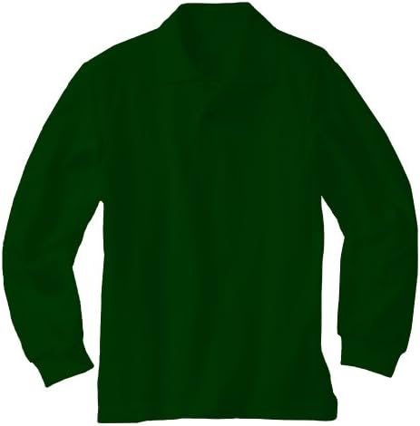Genuine School Uniform Boys Girls Hunter Green Long Sleeve Pique Polo Shirt
