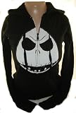 Nightmare Before Christmas Womens Zip-Up Hoodie Sweatshirt - Black with Jacks Face
