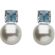 14K White Gold Paspaley South Sea Cultured Fine Circle Pearl and London Blue Topaz Earrings - 12.00mm