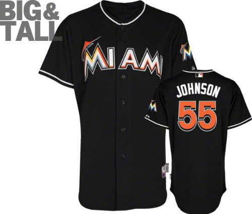 Josh Johnson Jersey: Big & Tall Miami Marlins #55 Alternate Black Authentic Cool Baseâ