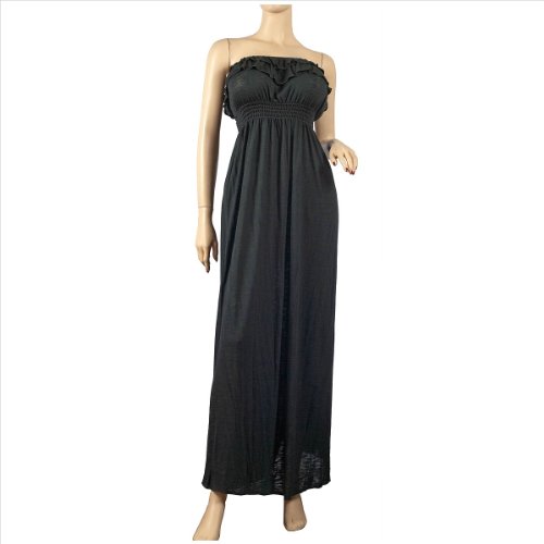 Black Empire Waist Strapless Plus Size Maxi Dress - 2X