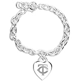 Minnesota Twins Ladies Silver Heart Charm Bracelet