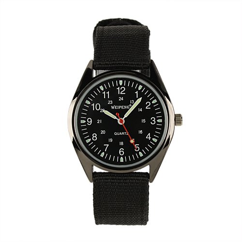 New Boy's Men's Army Black Outdoor Mountain Leather Band Quartz Military Wrist Watch
