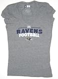 Baltimore Ravens NFL Women's Team Apparel Gray Tri-Blend V-Neck Tee Shirt - Small