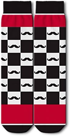 Ogobongo Men's Checkered Mustache Socks, Fits Sizes 7-10