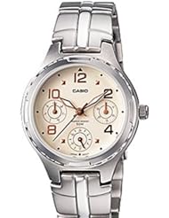 Casio Womens LTP2064A-7A3V Silver Stainless-Steel Quartz Watch with Beige Dial