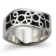 Stainless Steel Women's Ring with Black Resin Inlay (Sizes 5-9.5)