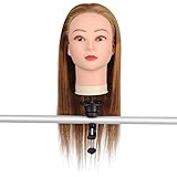 AW Cosmetology Mannequin Manikin Training Head 50% Real Human Hair w/ Clamp Holder For Training