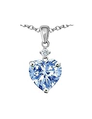 Original Star K (tm) Heart shape 8mm Simulated Aquamarine Pendant in .925 Sterling Silver