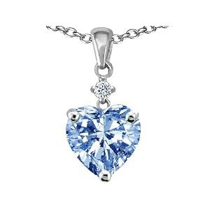 2.00 cttw 14k White Gold Plated 925 Sterling Silver Heart shape Simulated... by