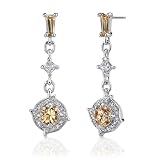 Image of Enchanting Allure: Sterling Silver Celebrity Style Dangle Earrings with Champagne and White CZ Diamonds
