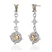 Enchanting Allure: Sterling Silver Celebrity Style Dangle Earrings with Champagne and White CZ Diamonds