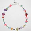 Red, Pink, Blue, Purple and Green Swarovski Crystal and Sterling Silver Beaded Bracelet, 7 1/2" long, #9398