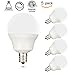 (5 Pack,Daylight) Zhuy 5w E12 LED Candle Bulbs, Dimmable, Round Shape, 40w Equivalent, Candelabra LED, Candelabra Bulb