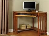 Corner Computer Wood Desk w/ Hidden Keyboard Tray and Media Storage