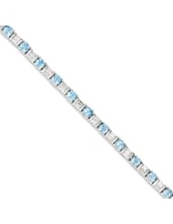 Sterling Silver 7 Inch Blue Topaz & CZ Bracelet
