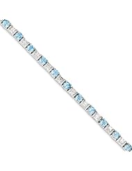Sterling Silver Bluetopaz & Cz Bracelet