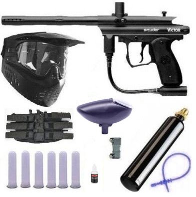 Spyder Victor Paintball Gun 6+1 9oz Mega Set - Black