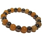 Calcite Bracelet 01 Stretch Magnetite Orange Black Magnetic Gemstone Healing