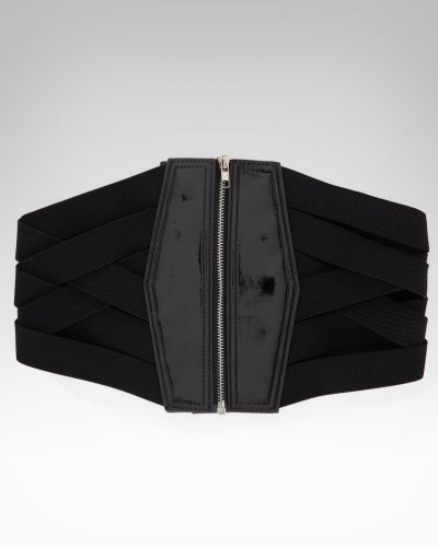 Bebe Wide Zipper Corset Belt Black Size Petite-Small womens belts fashion