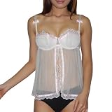 Womens Lingerie La Senza Sexy Padded Underwired Bra Sheer Mesh Babydoll Chemise Intimate Apparel - White