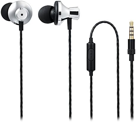 Headphones, VBASS Noise Cancelling Earbuds Earphones Bass Stereo Headphone & Earbuds with Microphone and In-Line Control 3.9FT-1.2M (Silver)