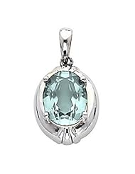 14K Yellow Gold Oval Cut Aquamarine Pendant -- LIFETIME WARRANTY