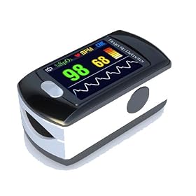 Contec Full-Colour OLED USB Finger Pulse Oximeter & Heart Rate Monitor w/ 24hr Memory, Lanyard, 3pin UK USB Adapter, Carry Case & Full Analysis Software