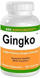 Ginkgo 180 Capsules Ginko Gingko Biloba Healthy Brain 60mg KRK SUPPLEMENTS