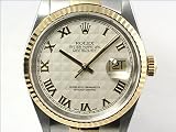 Rolex Mens 2 Tone Datejust White Pyramid Roman Numeral Dial