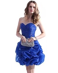 A-line Strapless Organza Bubble Dress Natural   Waistline Ruched Lace Cocktail Short Sweetheart  Dress