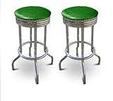 2 24" Glitter Forest Green Vinyl Specialty / Custom Barstools Set