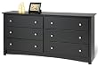Prepac BDC-6330 Sonoma 6 Drawer Dresser Black