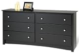 Prepac BDC-6330 Sonoma 6 Drawer Dresser Black