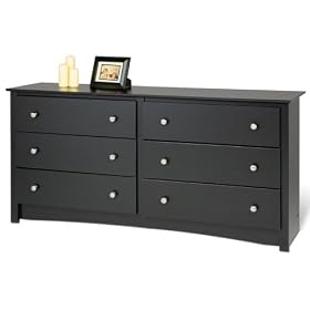 Prepac BDC-6330 Sonoma 6 Drawer Dresser Black