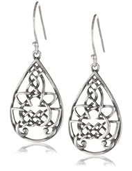 Sterling Silver Oxidized Celtic Knot Teardrop Dangle Earrings