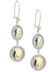 14K Two-Tone Gold Diamond Hammered Drop Earrings (0.90 Cttw, SI Clarity, H Color)